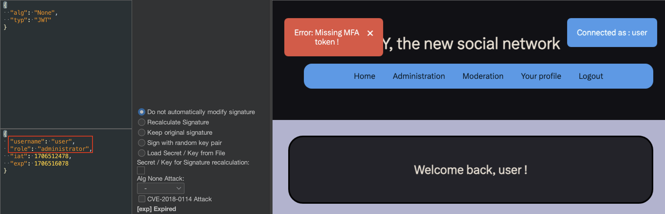 Double authentification requise pour l’administration