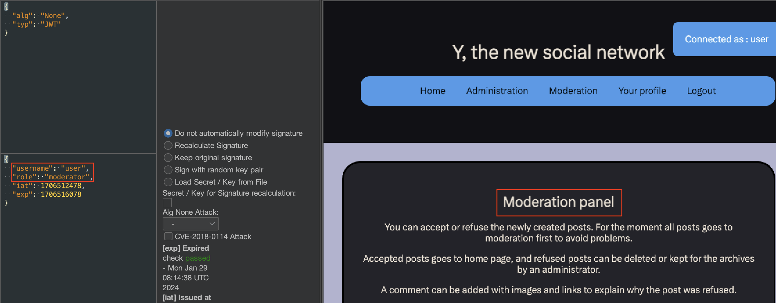 Accès à la page de modération