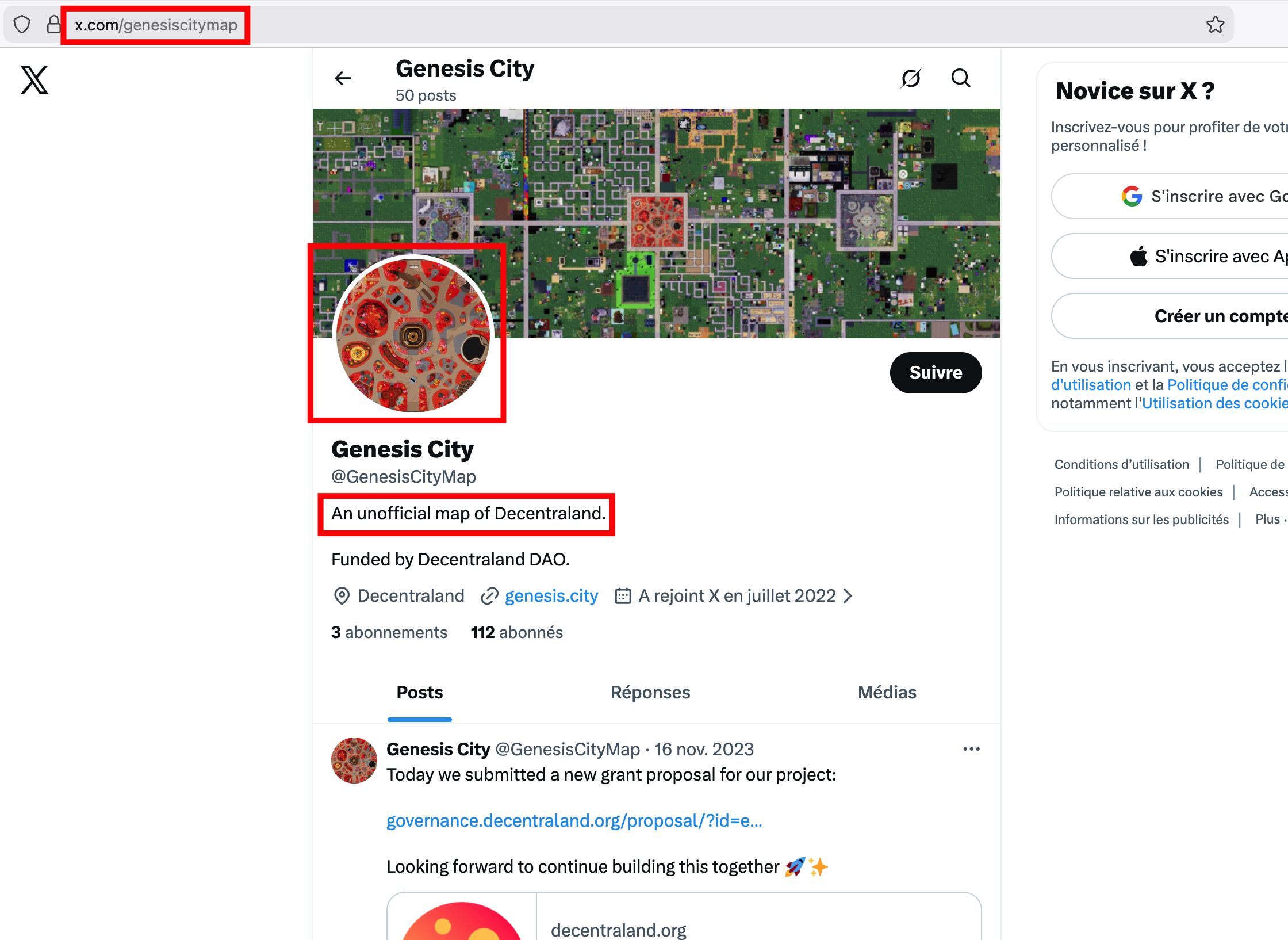 Genesis City / Decentraland map