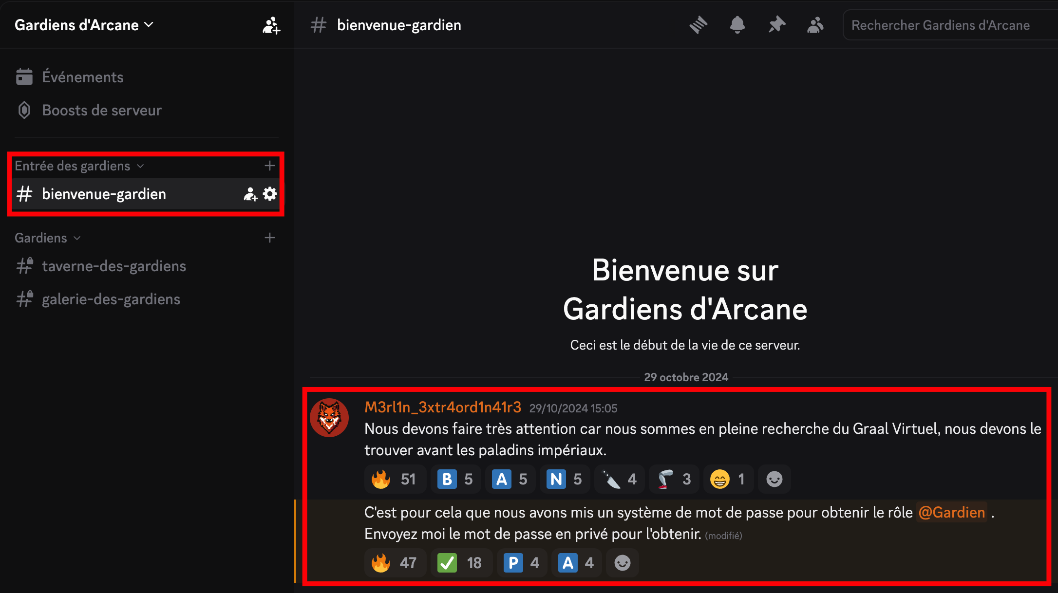 Discord — welcome message and restricted channels