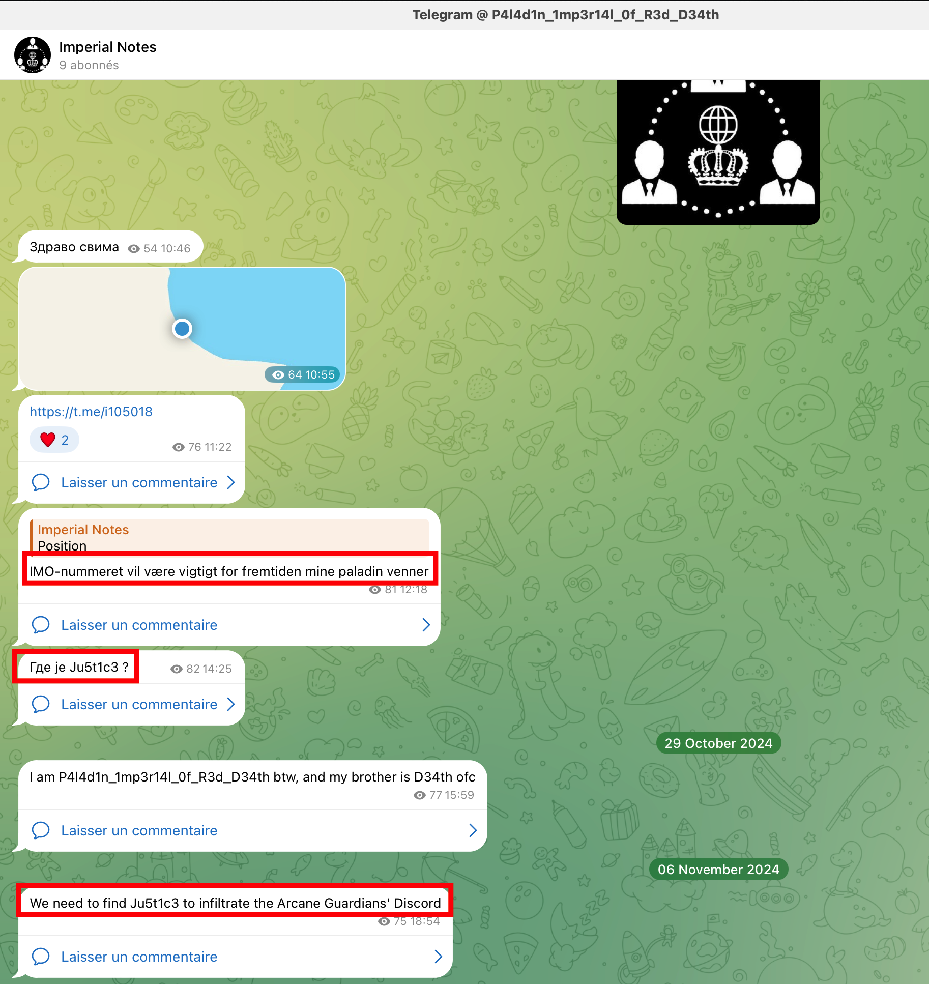 Telegram — group and map with coordinates