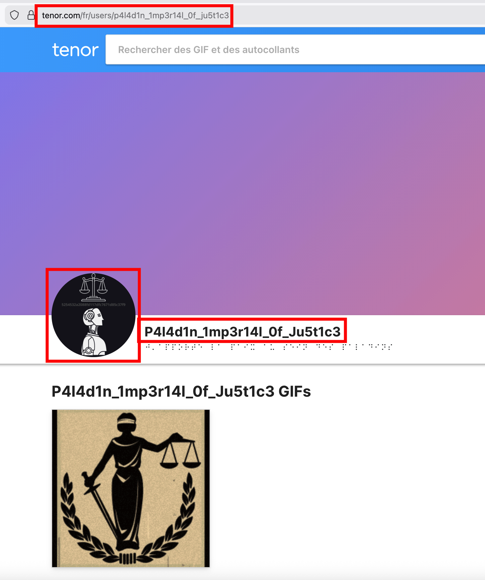 Tenor — Ju5t1c3 profile and hash on avatar
