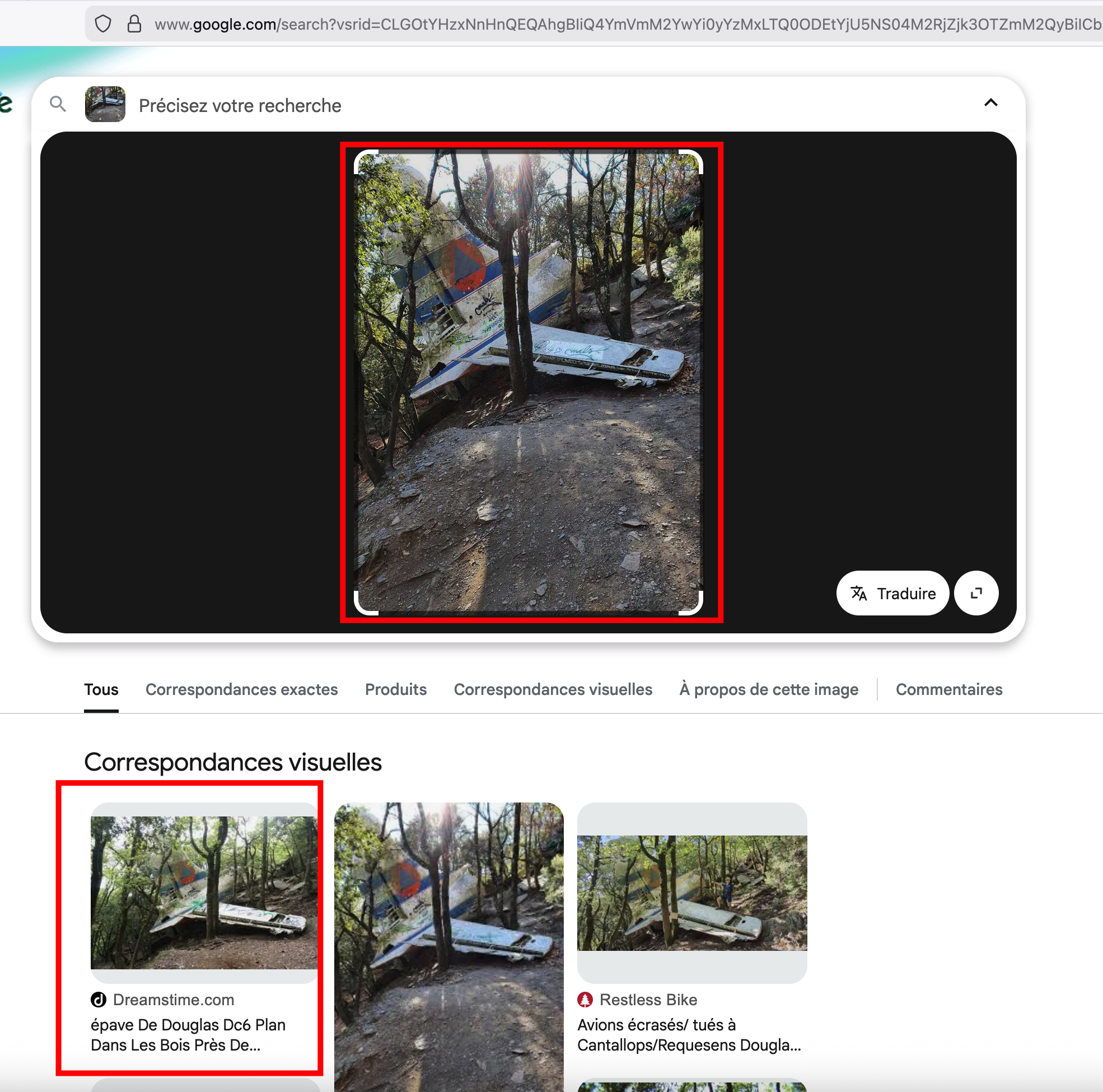 Reverse search — DC-6 L’Éperthus, F-ZBBU