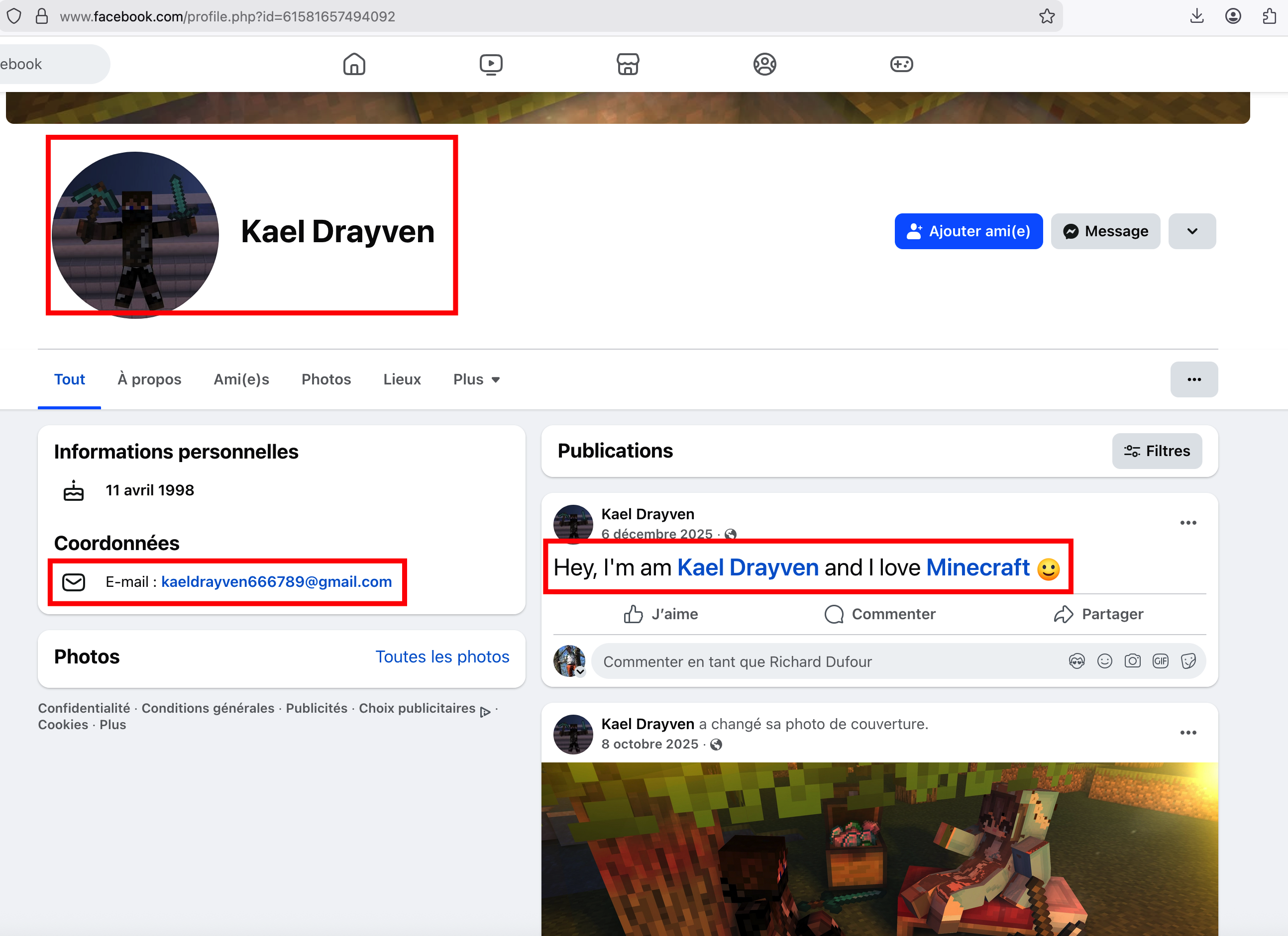 Facebook — profile and email