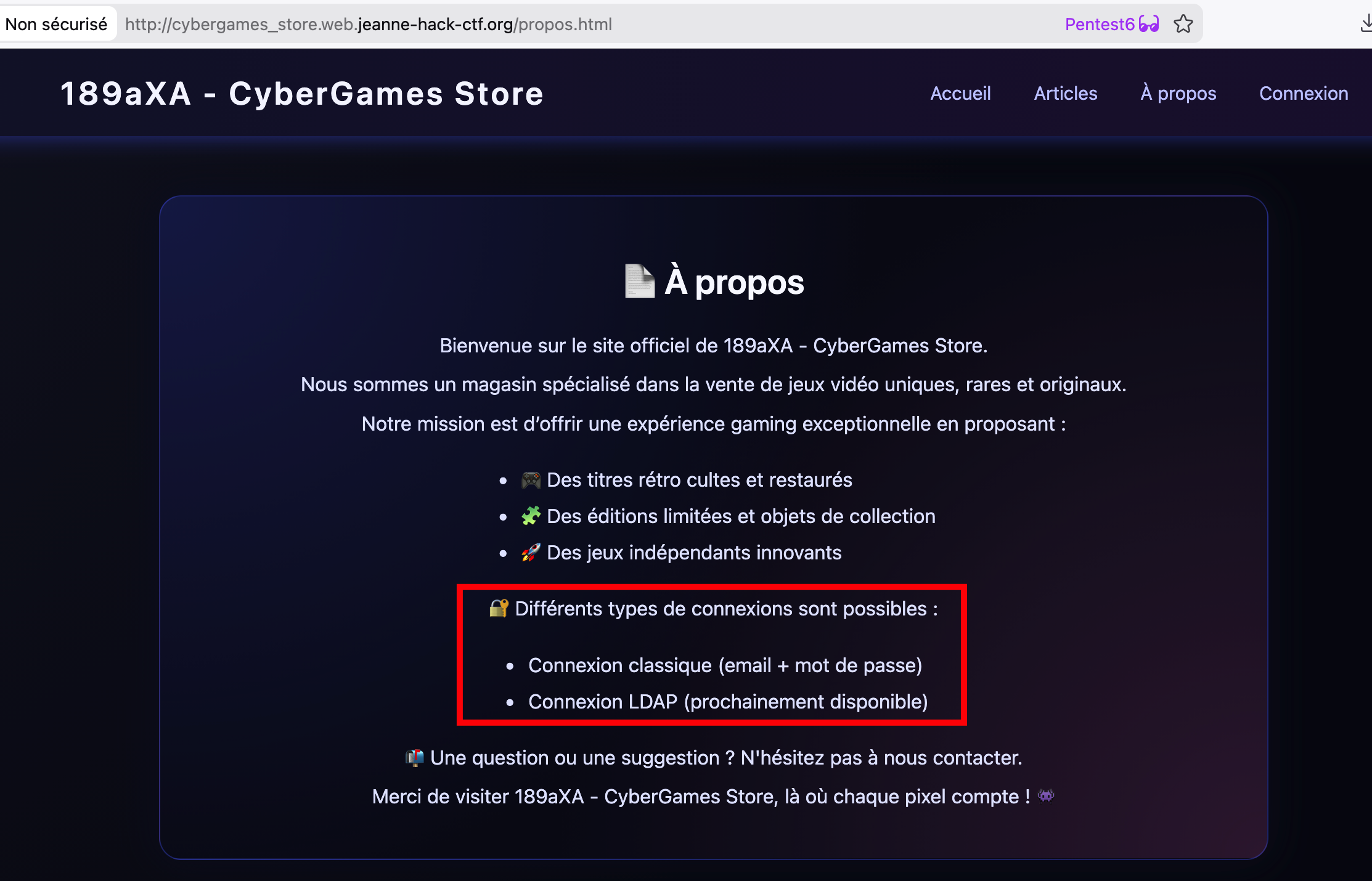LDAP info in “About”