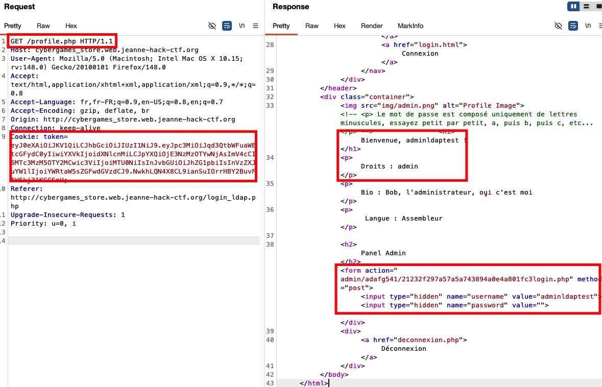 Admin profile with link to admin