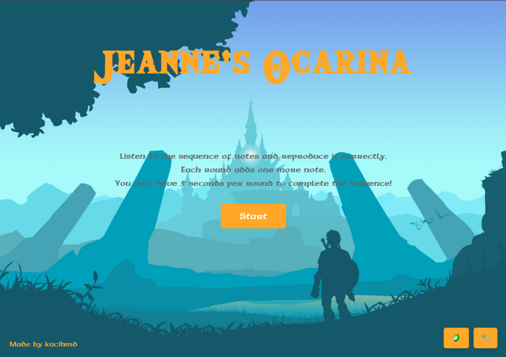 Screenshot of the main page